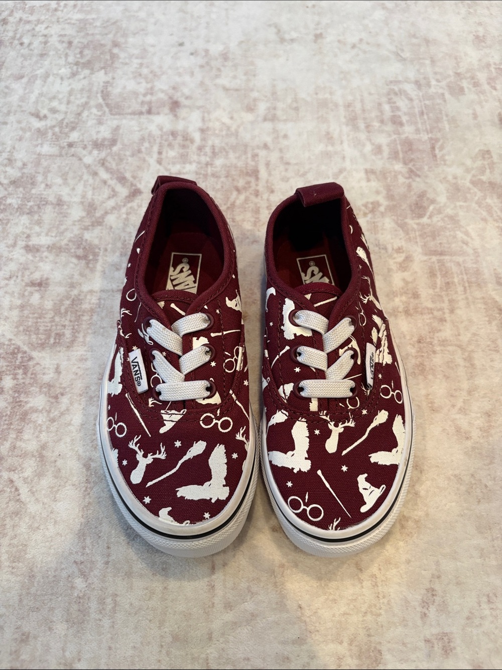 Vans Kids Maroon Sneakers with White Graphic Print